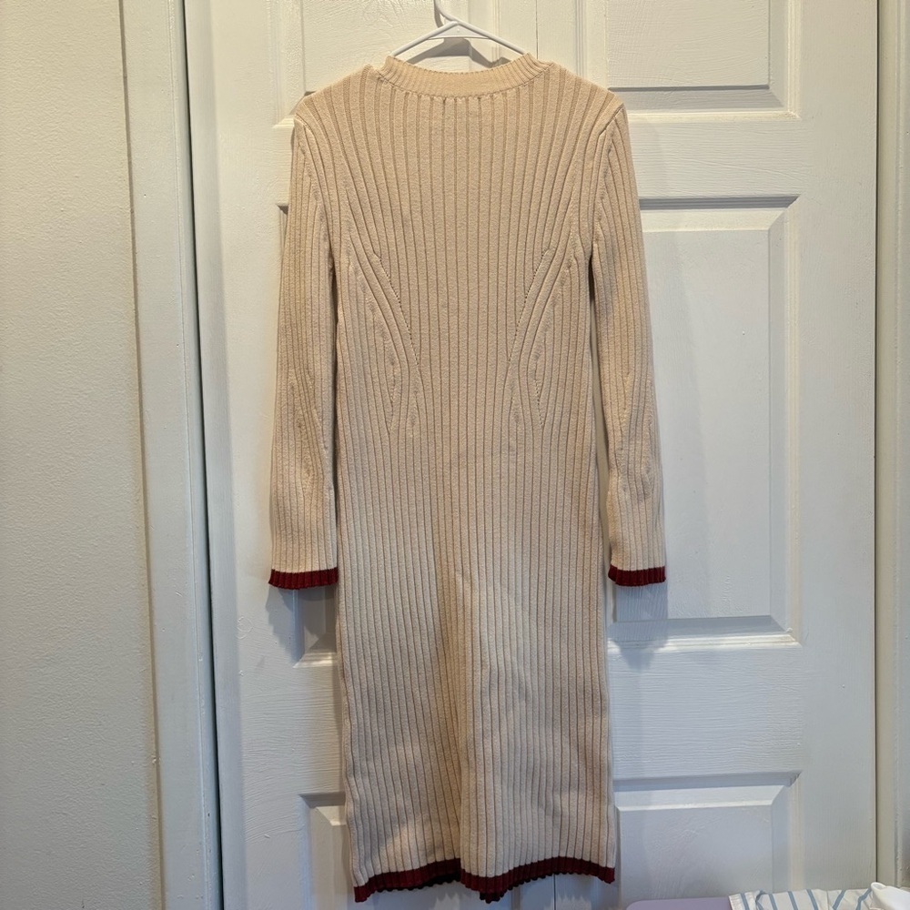 En saison Cream & Rust Knit Long Sleeve Midi Sweater Dress - Size Small - Picture 4 of 4